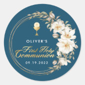 Elegant First Heilige Communie Ronde Sticker (Voorkant)