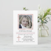 Elegant First Heilige COMMUNION Roze Girl | FOTO Kaart (Staand voorkant)
