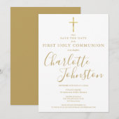 Elegant First Heilige Communistische Gouden Handte Save The Date (Voorkant / Achterkant)