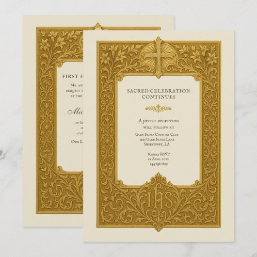 Elegant First Holy Communion Gold Chalice Kaart (Voorkant / Achterkant)