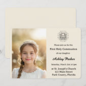 Elegant First Holy Communion Photo Invitation Kaart (Voorkant / Achterkant)