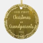 Elegant First Kerstmis Gold Wreater Keramisch Ornament (Voorkant)