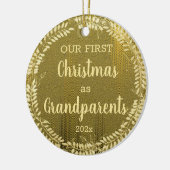 Elegant First Kerstmis Gold Wreater Keramisch Ornament (Links)