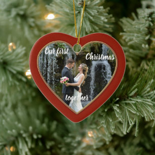 Elegant First Kerstmis Together Photo Ornament