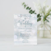 Elegant First Snowflakes Winter Wedding Uitnodiging Briefkaart (Staand voorkant)