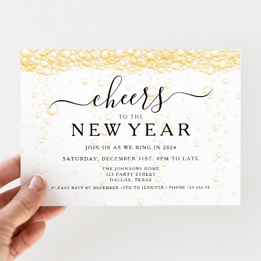 Elegant Fizz Oudejaarsavond feest Kaart
