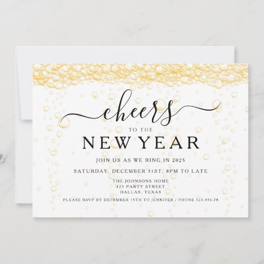 Elegant Fizz Oudejaarsavond feest Kaart (Voorkant)