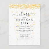 Elegant Fizz Oudejaarsavond feest Uitnodiging Briefkaart (Voorkant)
