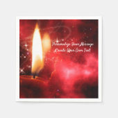 Elegant flaming-kaars op rood personaliseren servet (Voorkant)