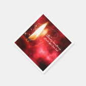 Elegant flaming-kaars op rood personaliseren servet (Hoek)