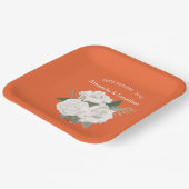 Elegant Flaming Sinaasappel & Witte Rozen Bruiloft Papieren Bordje (Gebogen)