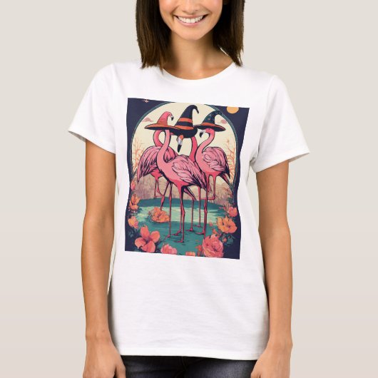 Elegant Flamingo illustratie T-shirt (Voorkant)