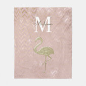 Elegant Flamingo Monogram Roos Goud Fleece Deken (Voorkant)
