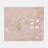Elegant Flamingo Monogram Roos Goud Fleece Deken (Voorkant (Horizontaal))