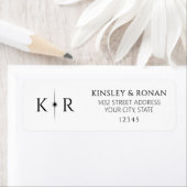 Elegant Flare Monogram Huwelijks Retouradres Etiket (Insitu)