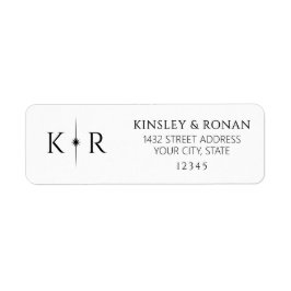 Elegant Flare Monogram Huwelijks Retouradres Etiket