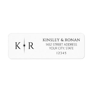 Elegant Flare Monogram Huwelijks Retouradres Etiket