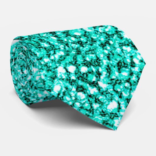 Elegant Flashy Turquoise Blue Glitter Stropdas (Opgerold)