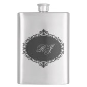 Elegant Flask Zwart Zilver Monogram Flacon (Voorkant)