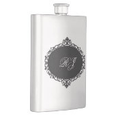 Elegant Flask Zwart Zilver Monogram Flacon (Rechts)