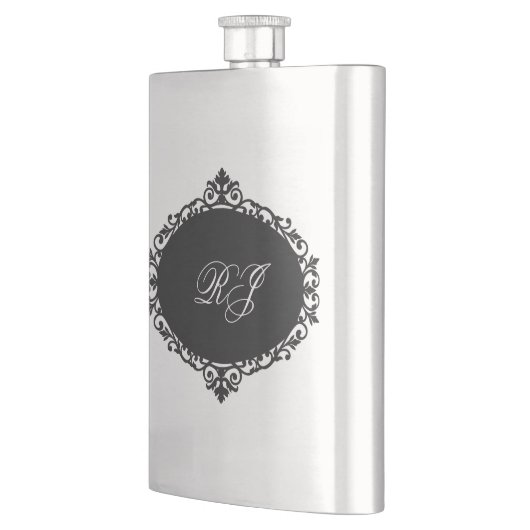 Elegant Flask Zwart Zilver Monogram Flacon (Links)