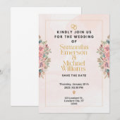 Elegant flat bruiloft kaart (Voorkant / Achterkant)