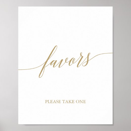 Elegant Flat Gold Calligraphy Favors Poster (Voorkant)