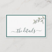 Elegant Flat Modern Botanical Green Twig Informatiekaartje (Voorkant)