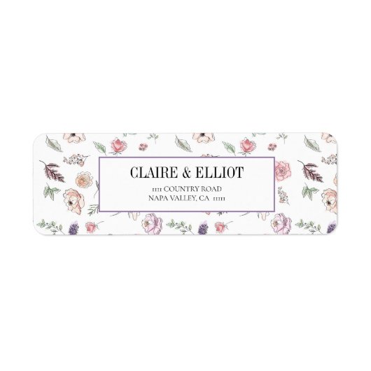 Elegant Flat Modern Botanical Green Weddin Etiket (Voorkant)