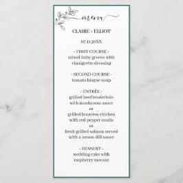 Elegant Flat Modern Botanical Green Weddin Menu