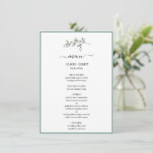 Elegant Flat Modern Botanical Green Weddin Menu (Staand voorkant)