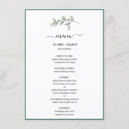 Elegant Flat Modern Botanical Green Weddin Menu