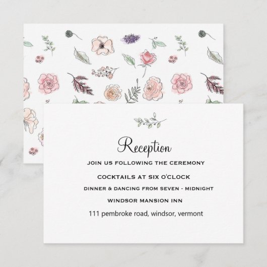 Elegant Flat Modern Botanical Green Wedding Kaart (Voorkant / Achterkant)