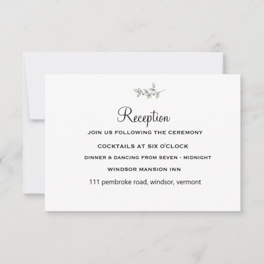 Elegant Flat Modern Botanical Green Wedding Kaart (Voorkant)