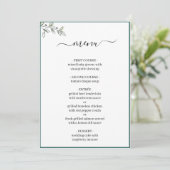 Elegant Flat Modern Botanical Green Wedding Menu (Staand voorkant)