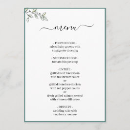 Elegant Flat Modern Botanical Green Wedding Menu
