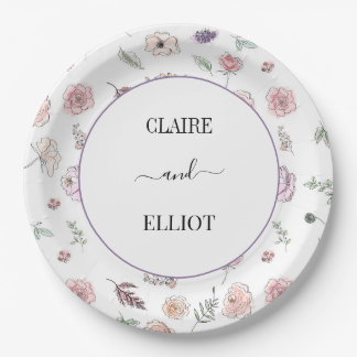 Elegant Flat Modern Botanical Green Wedding Papieren Bordje