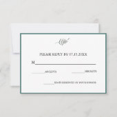 Elegant Flat Modern Botanical Green Wedding RSVP (Voorkant)