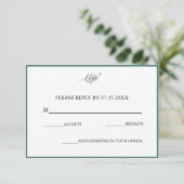 Elegant Flat Modern Botanical Green Wedding RSVP (Staand voorkant)