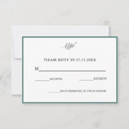Elegant Flat Modern Botanical Green Wedding RSVP