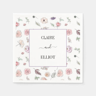 Elegant Flat Modern Botanical Green Wedding Servet