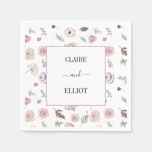 Elegant Flat Modern Botanical Green Wedding Servet (Voorkant)