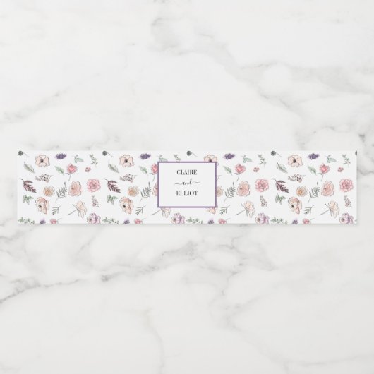 Elegant Flat Modern Botanical Green Wedding Waterfles Etiket (Enkel label)