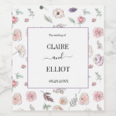 Elegant Flat Modern Botanical Green Wedding Wijn Etiket (Enkel label)