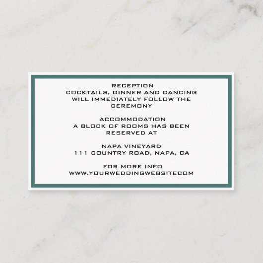 Elegant Flat Modern Botanisch Groen Informatiekaartje (Achterkant)