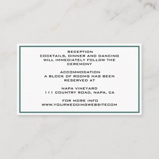 Elegant Flat Modern Botanische Groene Enclosure Ca Informatiekaartje (Achterkant)