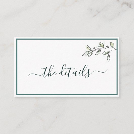 Elegant Flat Modern Botanische Groene Enclosure Ca Informatiekaartje (Voorkant)