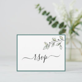Elegant Flat Modern Green Botanical RSVP Uitnodiging Briefkaart