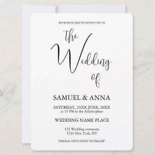 Elegant Flat Save the Date Kaart (Achterkant)