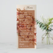 Elegant Flat Wedding Menu met bloemen 3D (Staand voorkant)